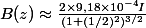 B(z) \approx \frac{2\times 9,18\times 10^{-4}I}{(1+(1/2)^2)^{3/2}}